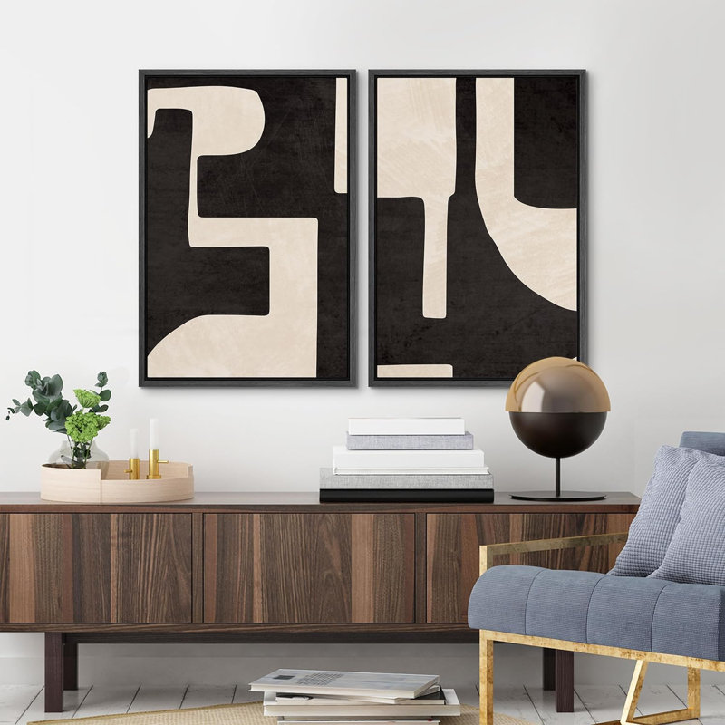 IDEA4WALL Mid Century Shape Black & Cream Geometric Paint